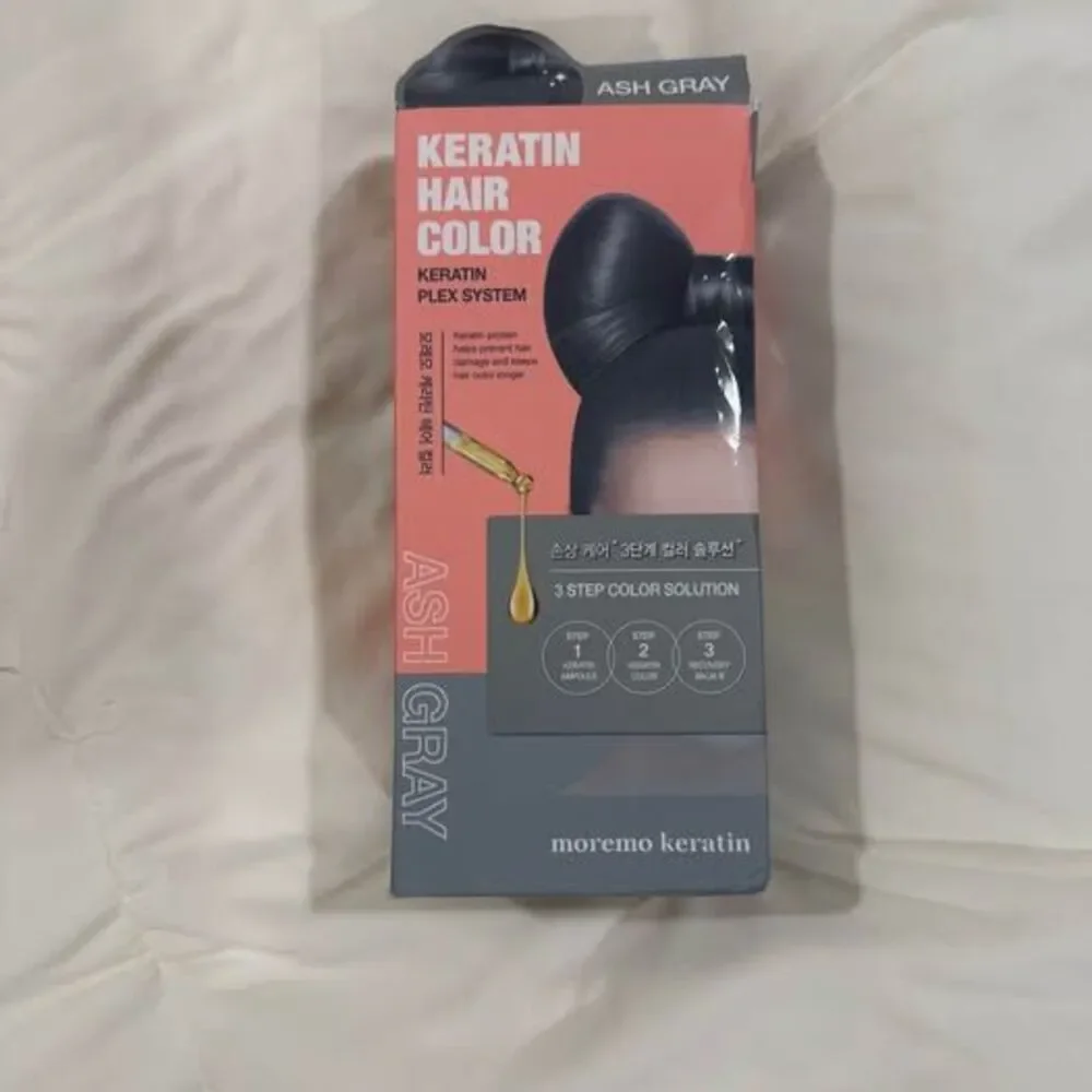 2X Boxes Korean Hair Dye - Moremo Keratin Hair Color DyeSet, Ash Gray